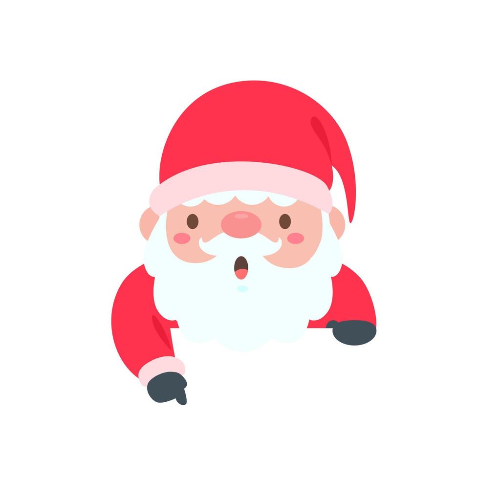 Santa Claus cartoon character with blank sign for decorating Christmas greeting cards vector