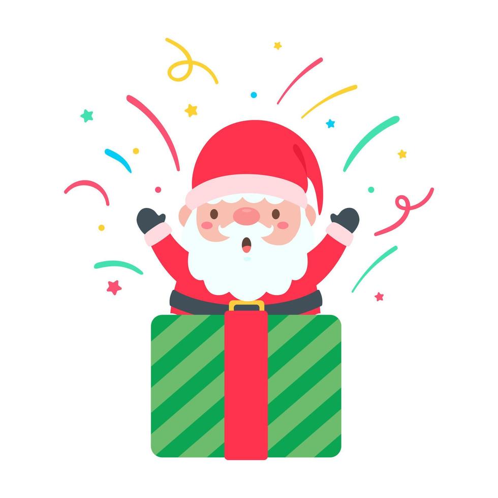 dibujos animados de santa con gorro de punto rojo para decorar tarjetas de felicitación navideñas vector