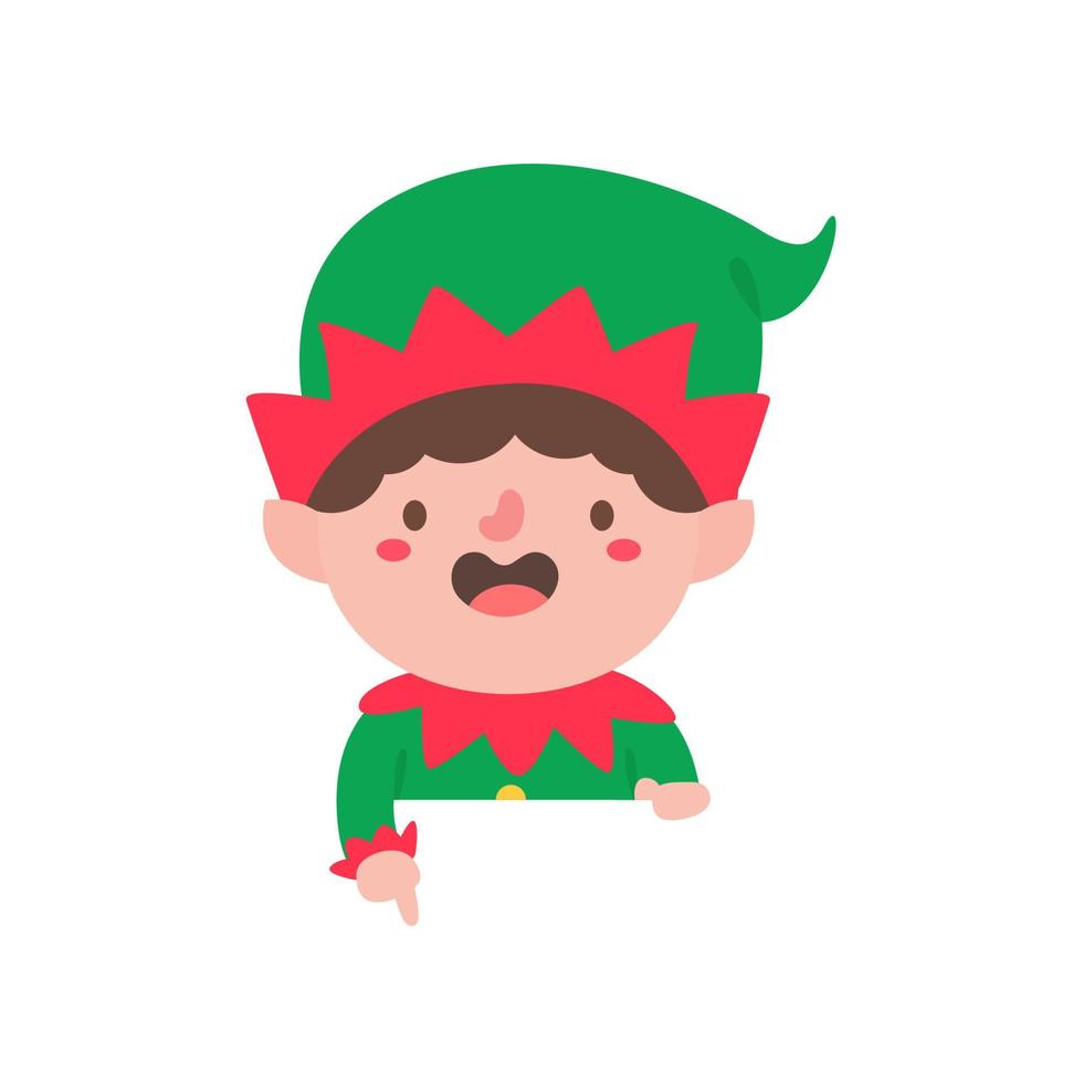 Personaje elfo para decorar tarjetas de felicitación navideñas. vector