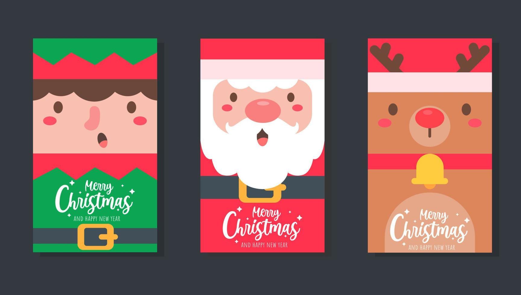 Christmas card. Santa Set Christmas Greeting Card Template. vector
