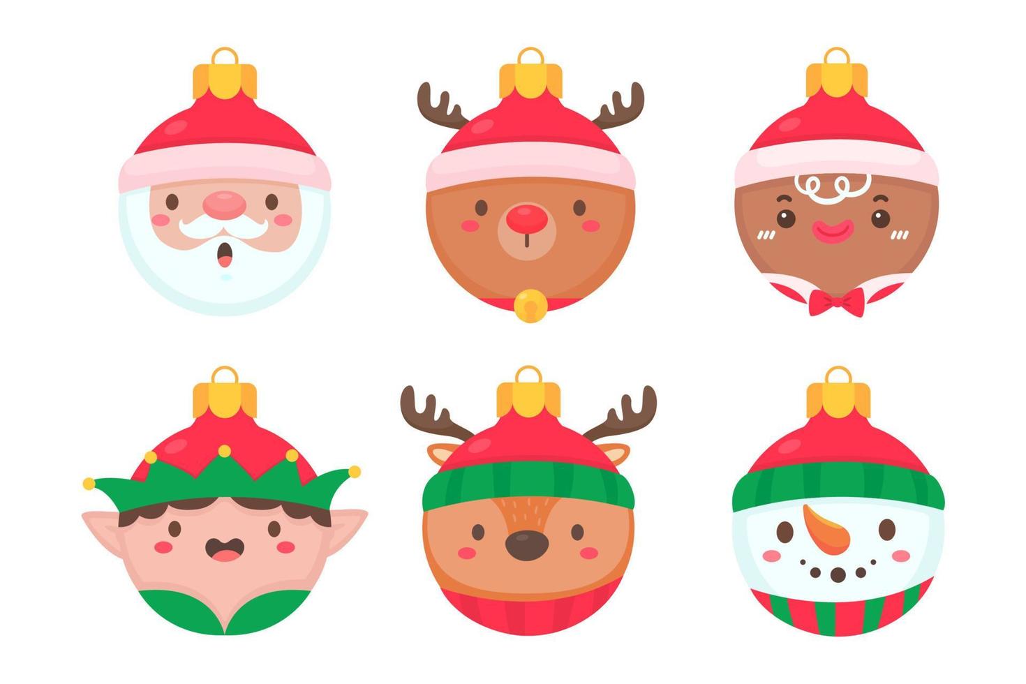 animal face christmas ball wearing a red woolen hat for decoration on Christmas vector