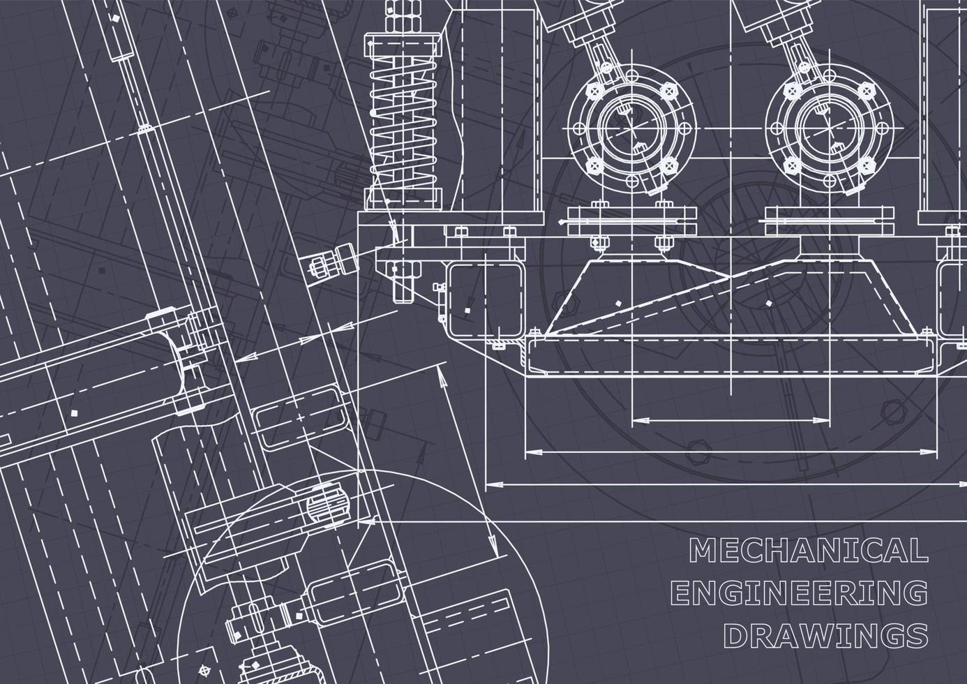 Blueprint. Vector engineering drawings. Mechanical instrument making