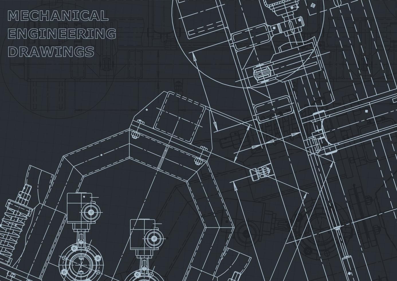 Blueprint. Vector engineering drawings. Mechanical instrument making