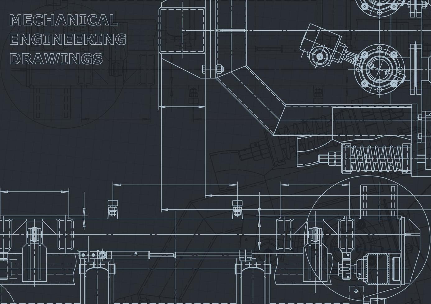 Blueprint. Vector engineering drawings. Mechanical instrument making