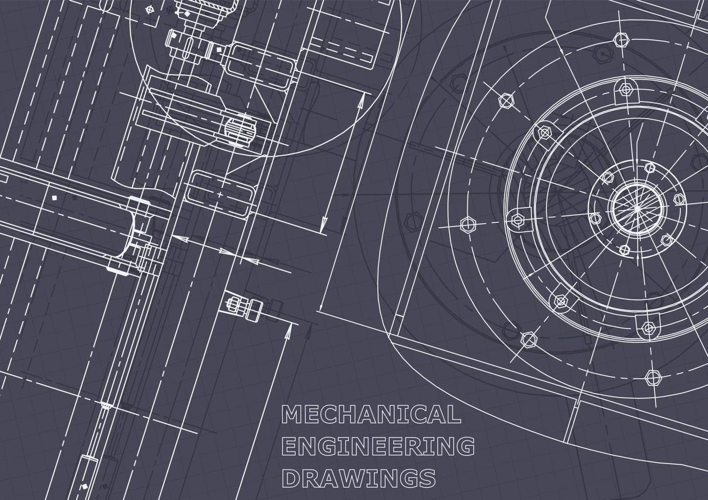 Blueprint. Vector engineering drawings. Mechanical instrument making