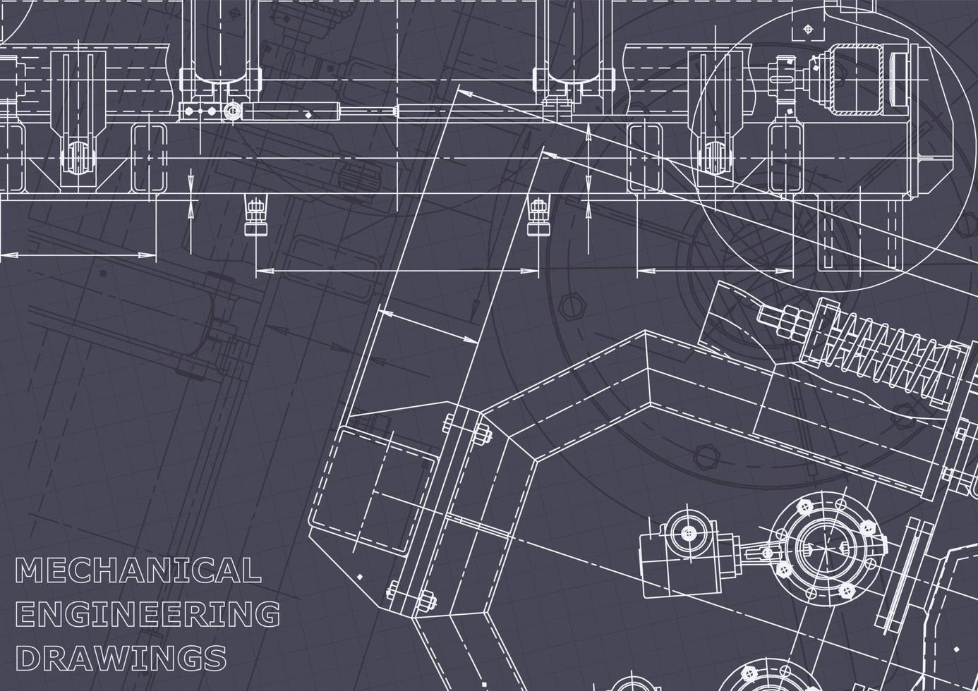 Plano. dibujos de ingeniería de vectores. fabricación de instrumentos mecánicos vector