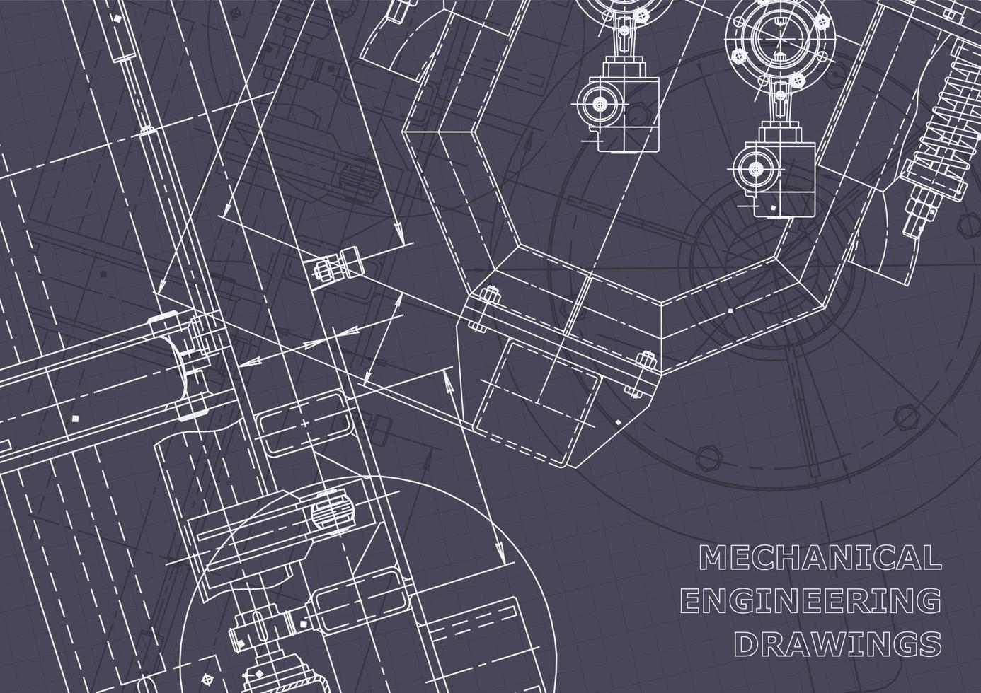 Blueprint. Vector engineering drawings. Mechanical instrument making