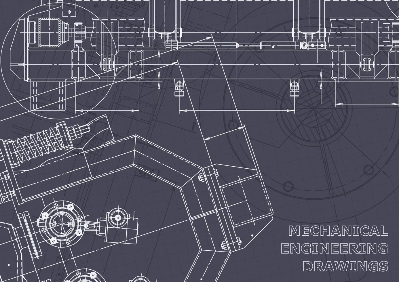 Blueprint. Vector engineering drawings. Mechanical instrument making