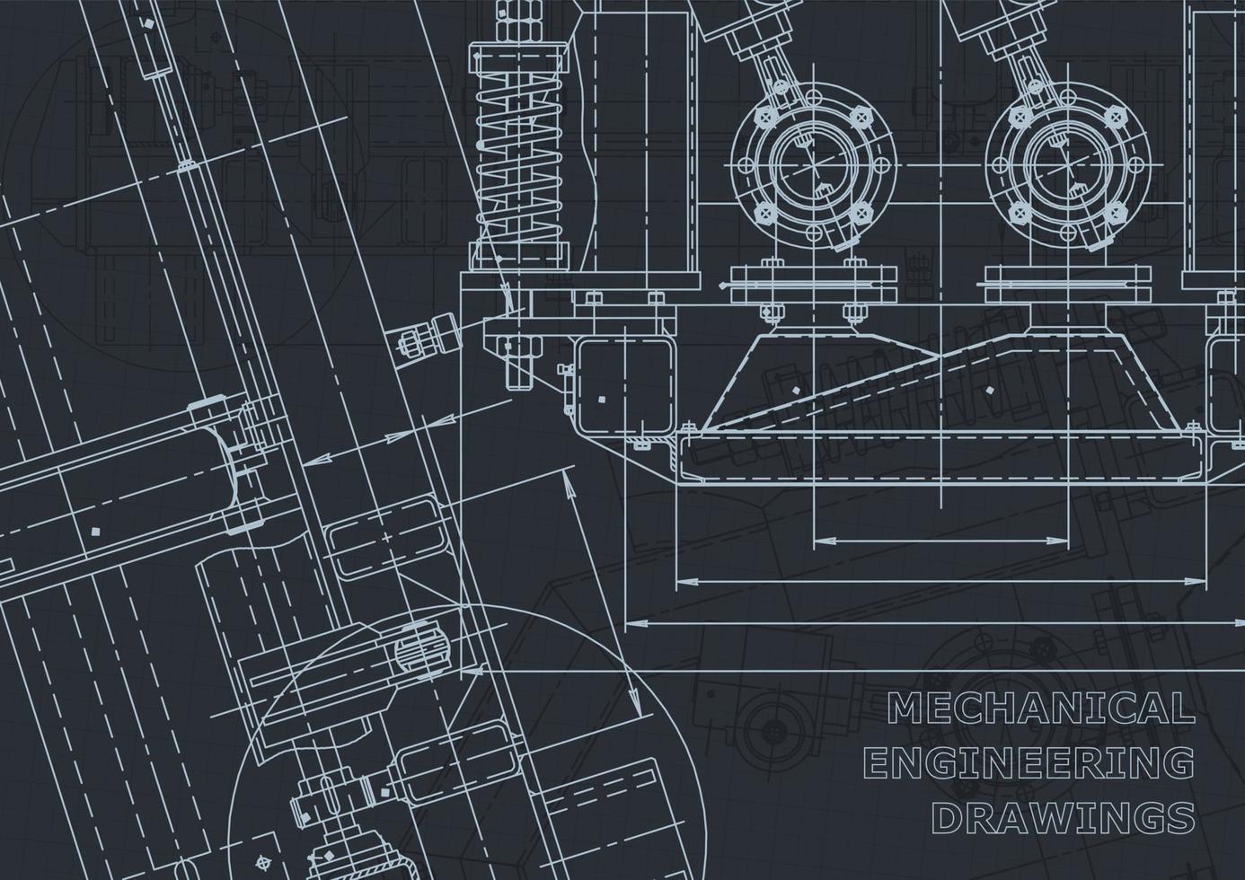 Blueprint. Vector engineering drawings. Mechanical instrument making