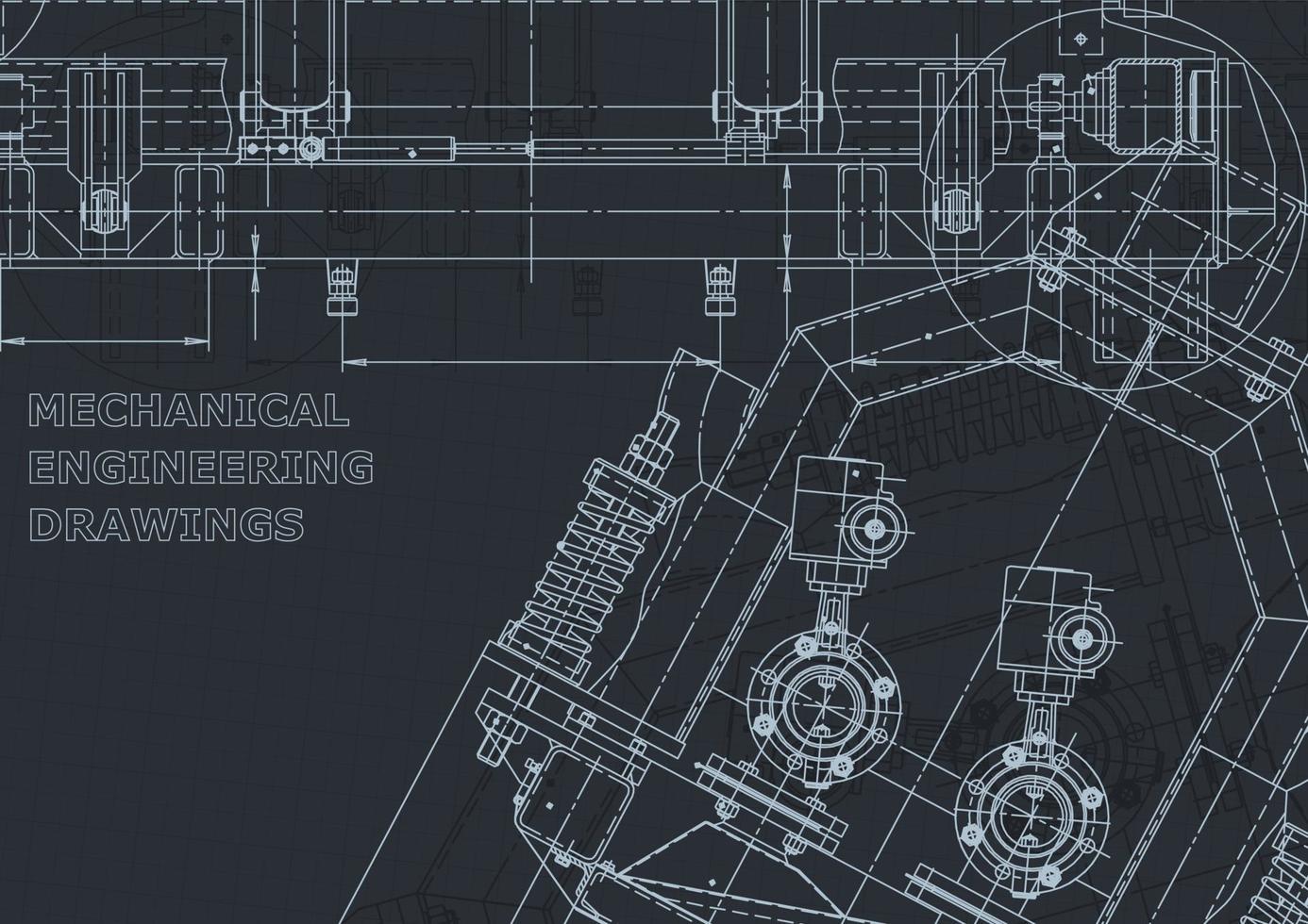 Blueprint. Vector engineering drawings. Mechanical instrument making