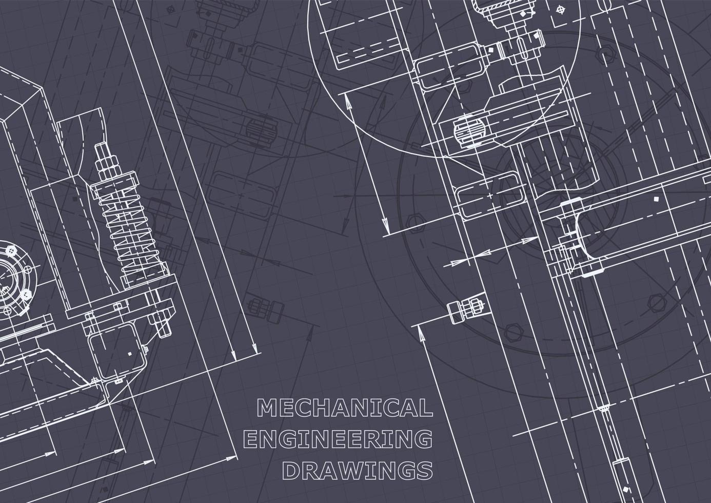 Blueprint. Vector engineering drawings. Mechanical instrument making