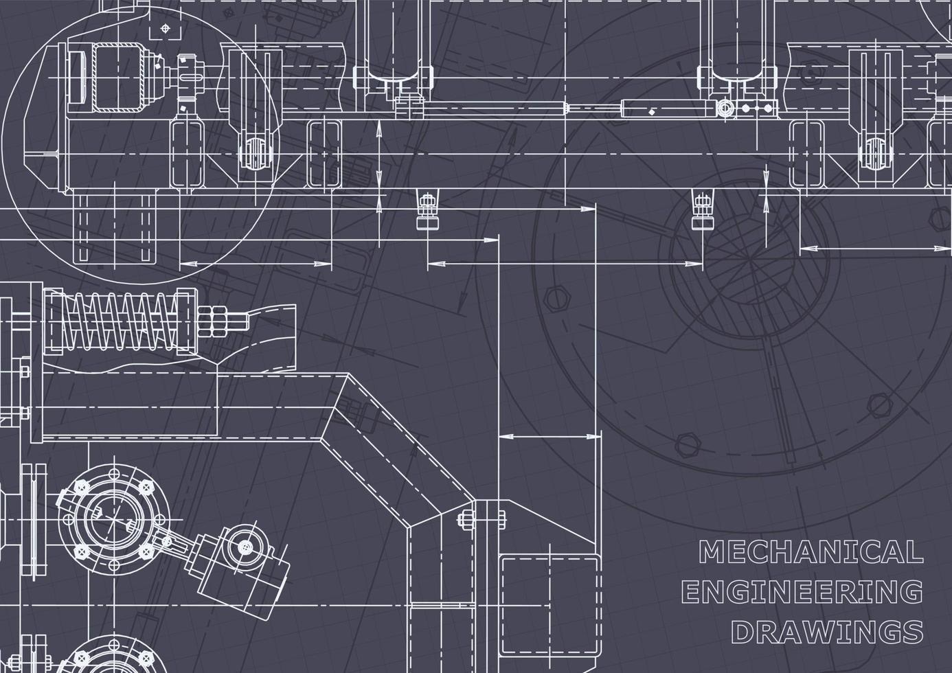 Blueprint. Vector engineering drawings. Mechanical instrument making