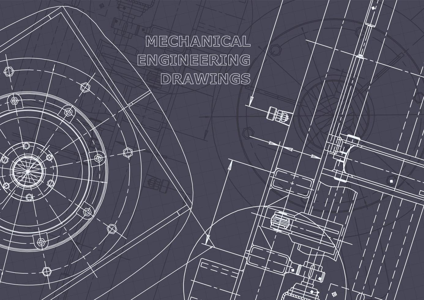 Blueprint. Vector engineering drawings. Mechanical instrument making