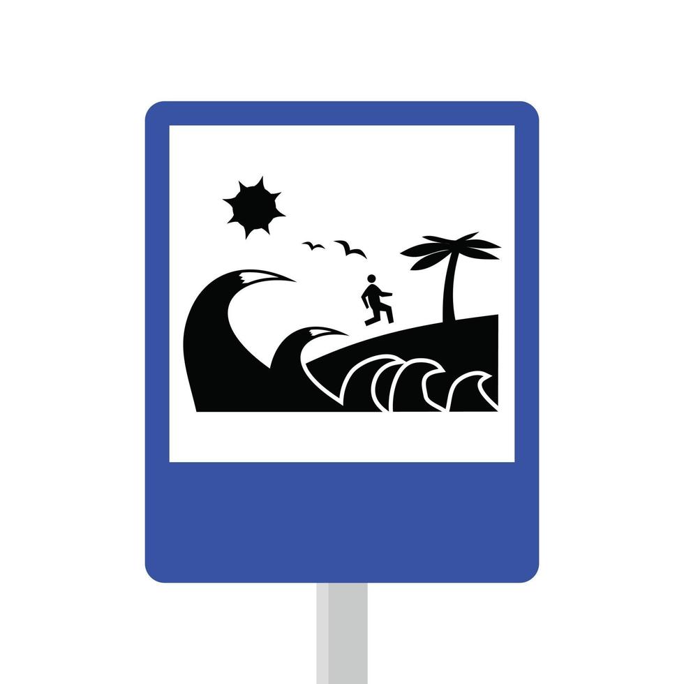 Tsunami evacuation safety sign vector