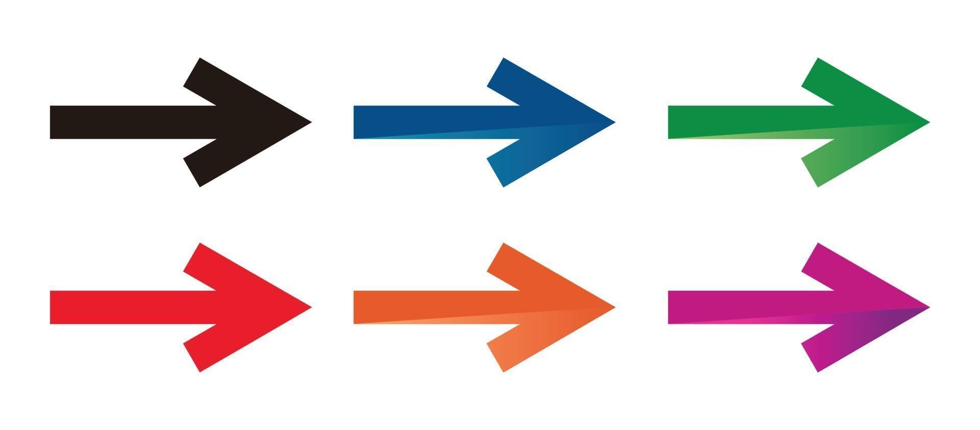 Set black, red, blue vector arrows. Arrow icon. Right-pointing arrow