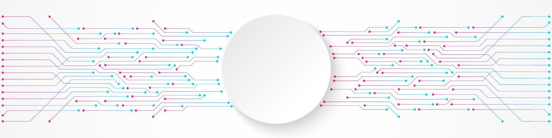 Abstract Technology Background, white circle banner on circuit board pattern vector