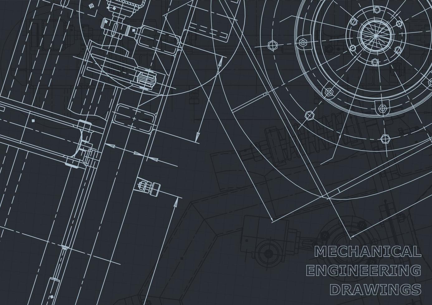 Blueprint. Vector engineering drawings. Mechanical instrument making