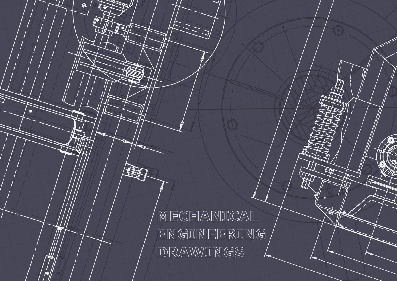 Blueprint. Vector engineering drawings. Mechanical instrument making