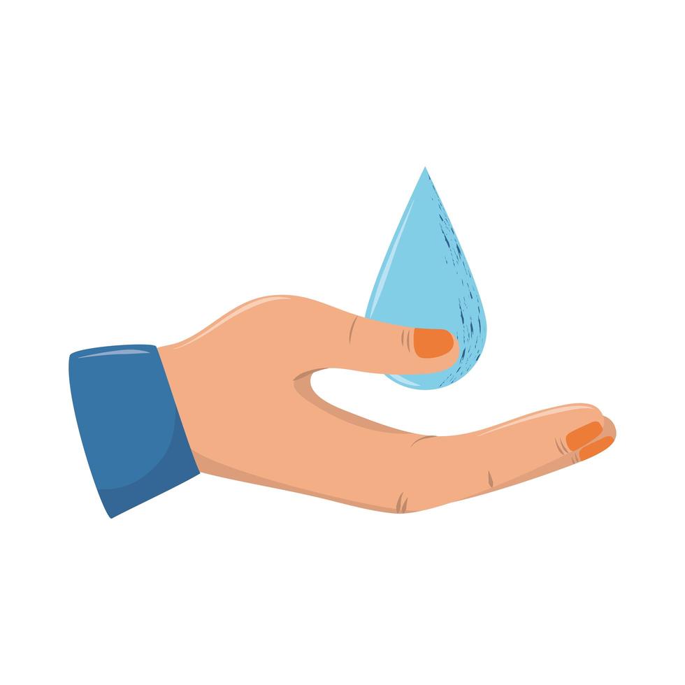 hand and water drop vector