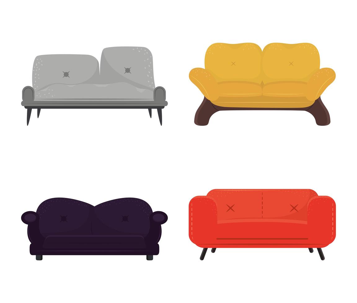 set of sofa furniture vector