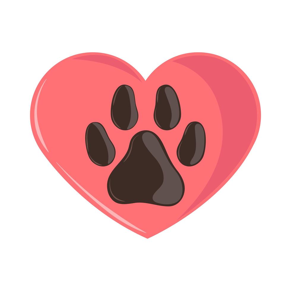 corazón con pata de mascota vector