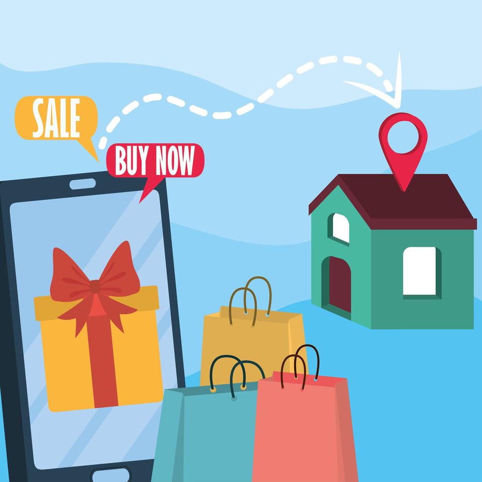 shopping online from home vector