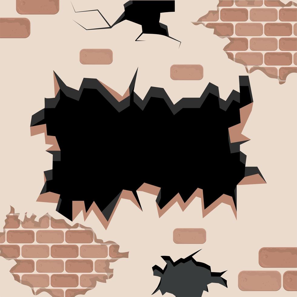 brick wall with hole vector