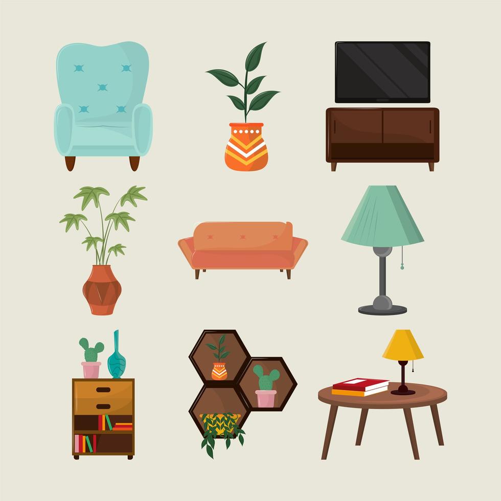 set homedeco interior vector