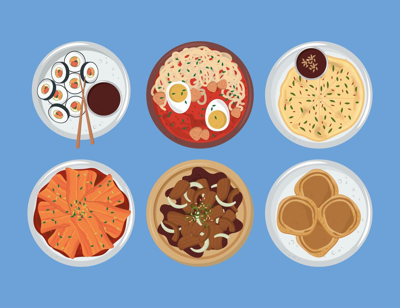 korean cuisine set vector