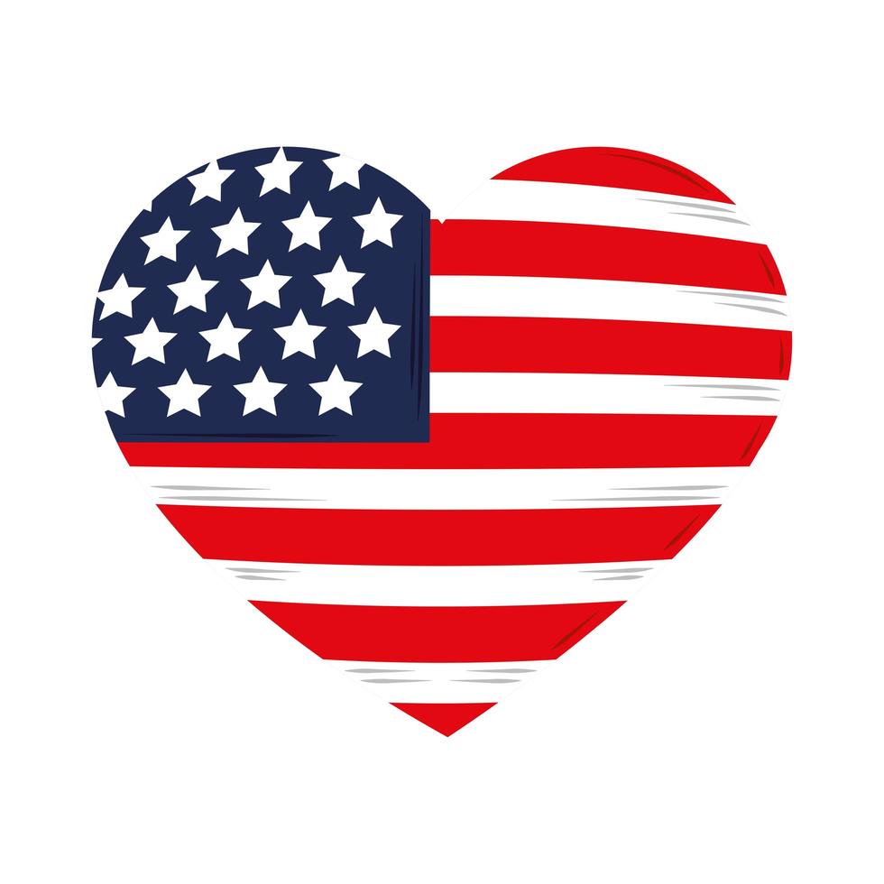 corazón con bandera americana vector