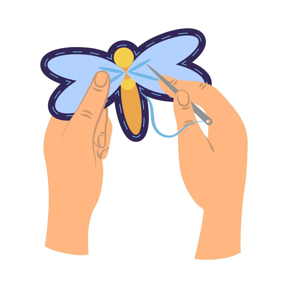 hand embroider a butterfly vector