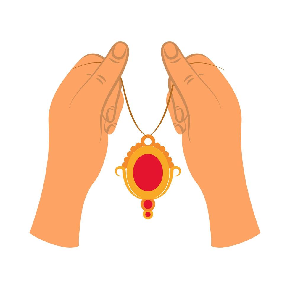hands making a necklace vector