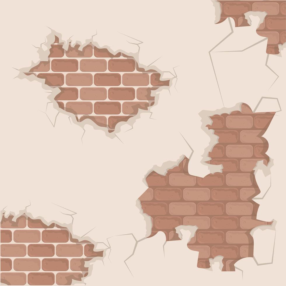 bricks wall cracked vector
