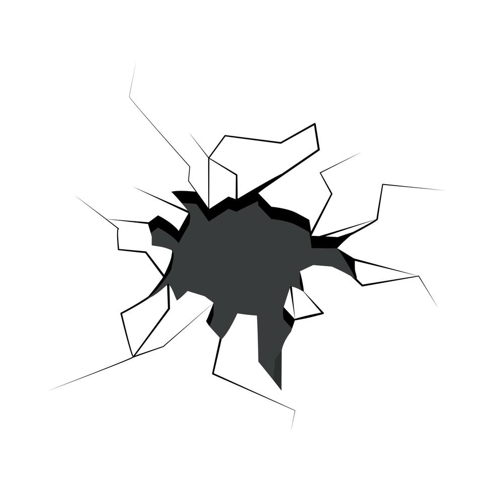 wall with cracked hole vector