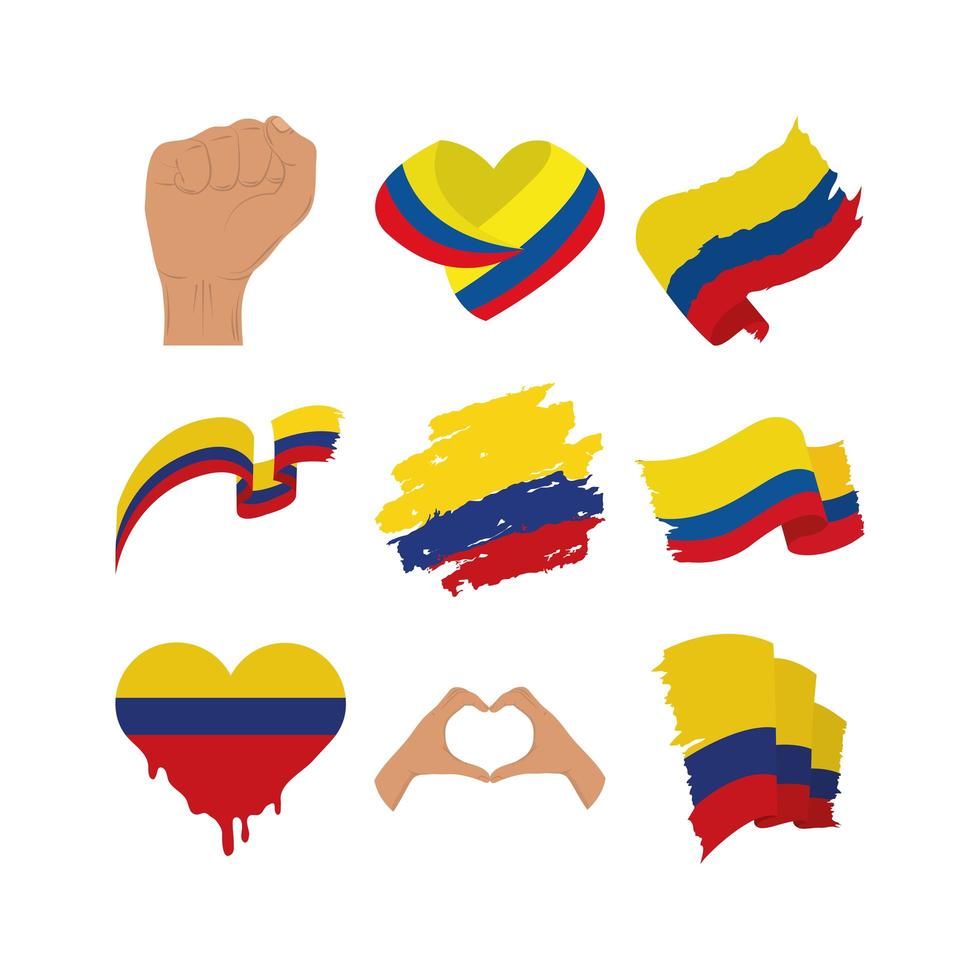 colección de banderas de colombia vector