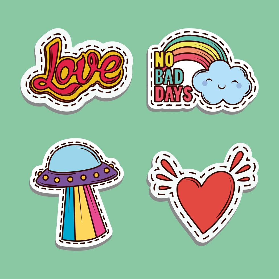 set cute patches vector