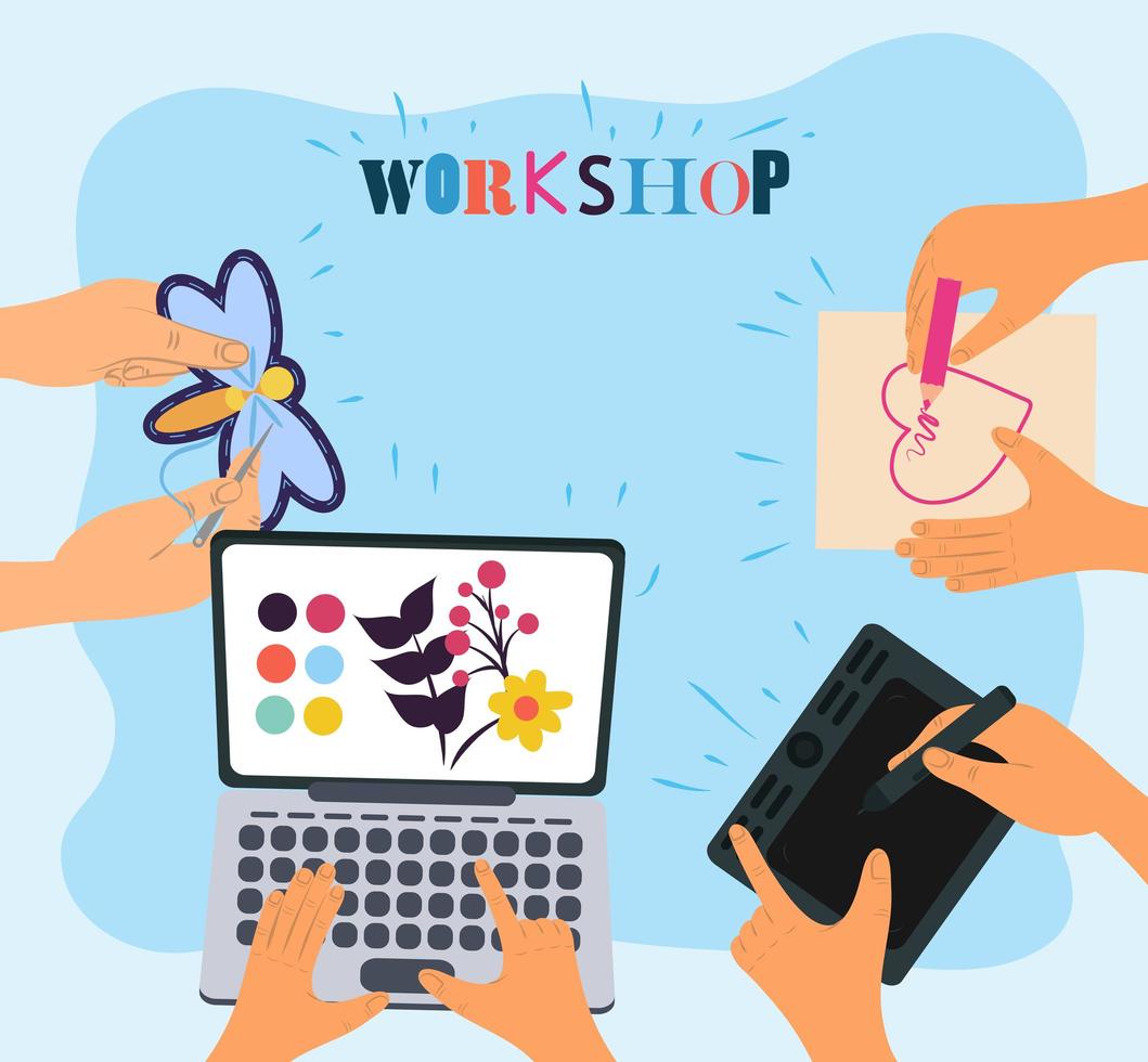 taller de diseños creativos vector