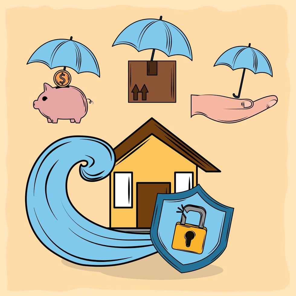 insurance protection icons vector