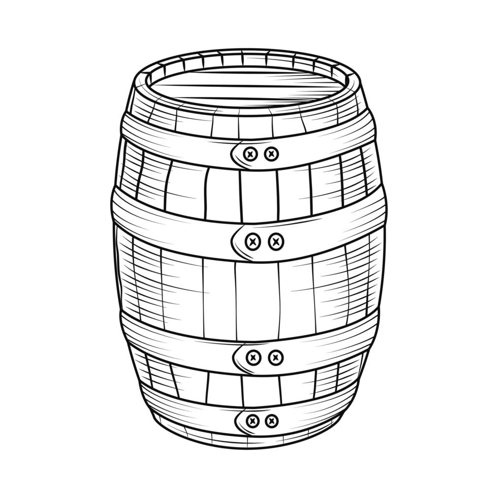 wood barrel vintage vector
