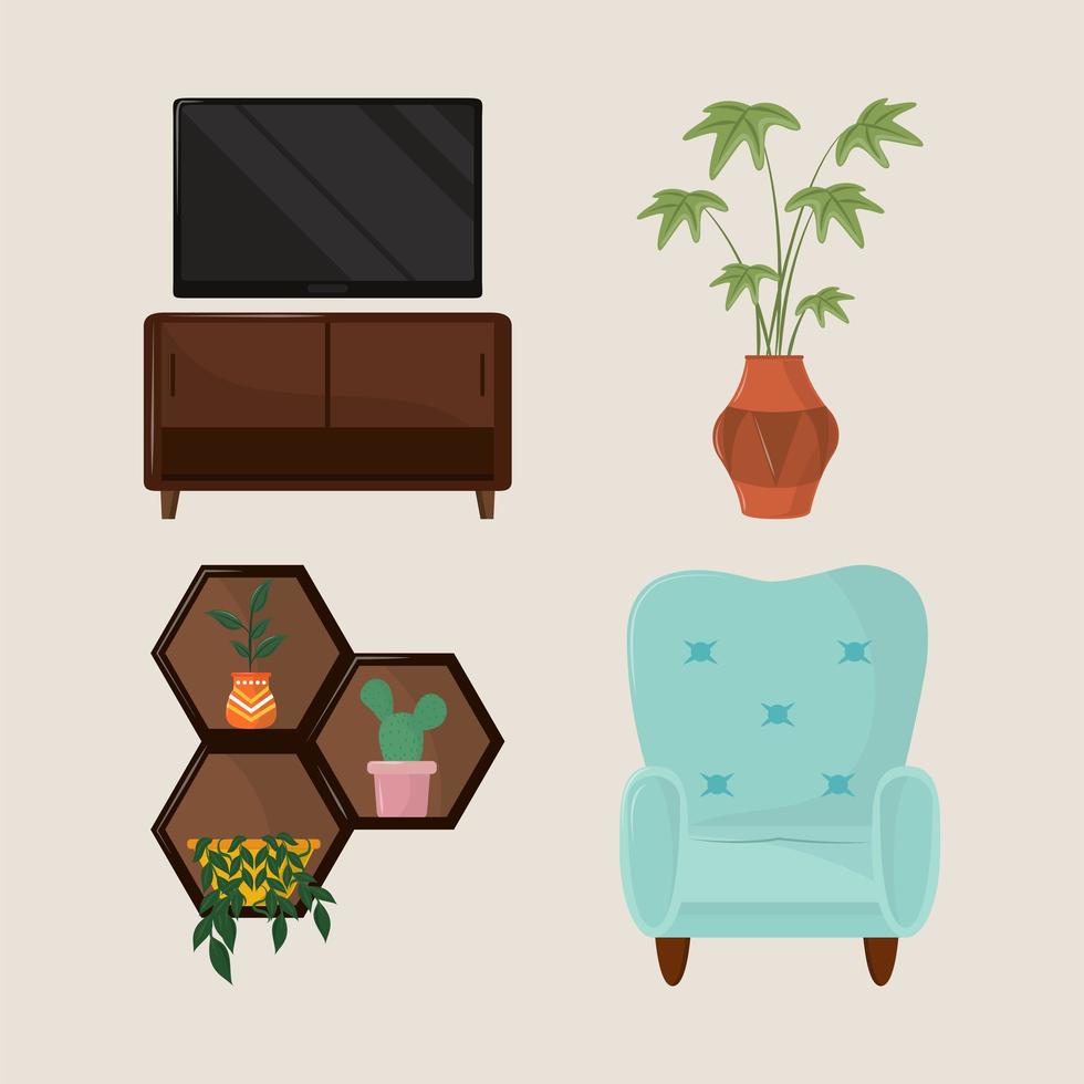 conjunto de iconos deco hogar vector