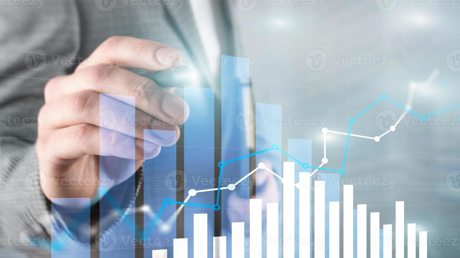 gráfico de crecimiento financiero. aumento de ventas, concepto de estrategia de marketing. foto