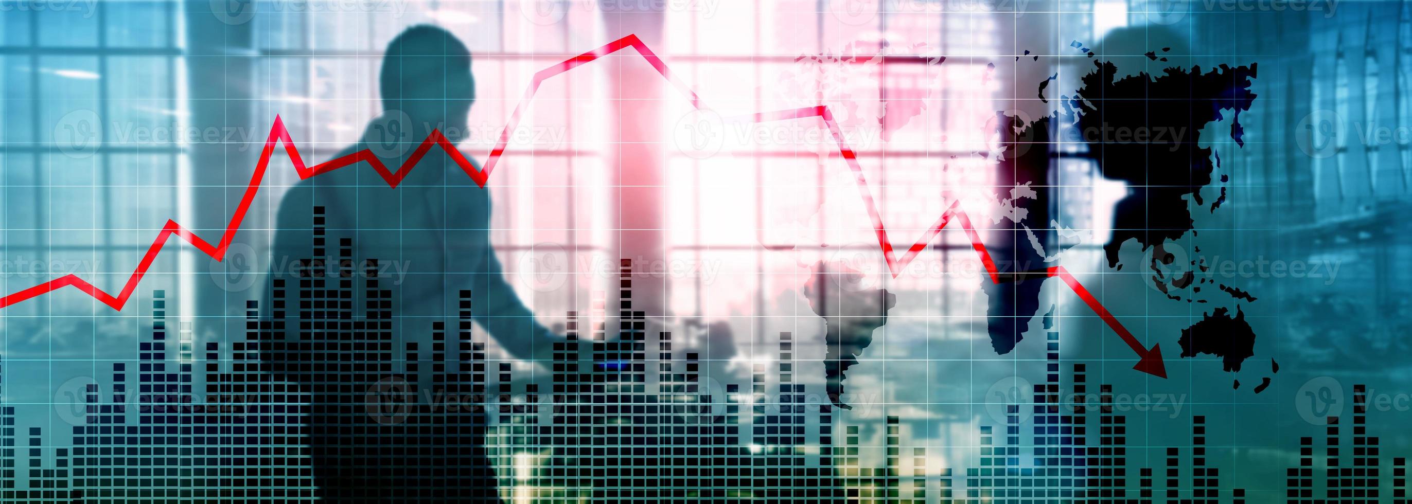 Falling stock market due to the spread of the virus. Coronaviridae Virus. Financial Crysis Recession Economic concept photo