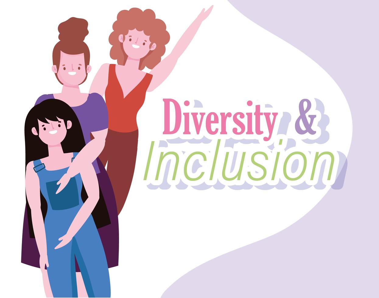 mujeres mujeres juntas concepto diverso e inclusivo vector
