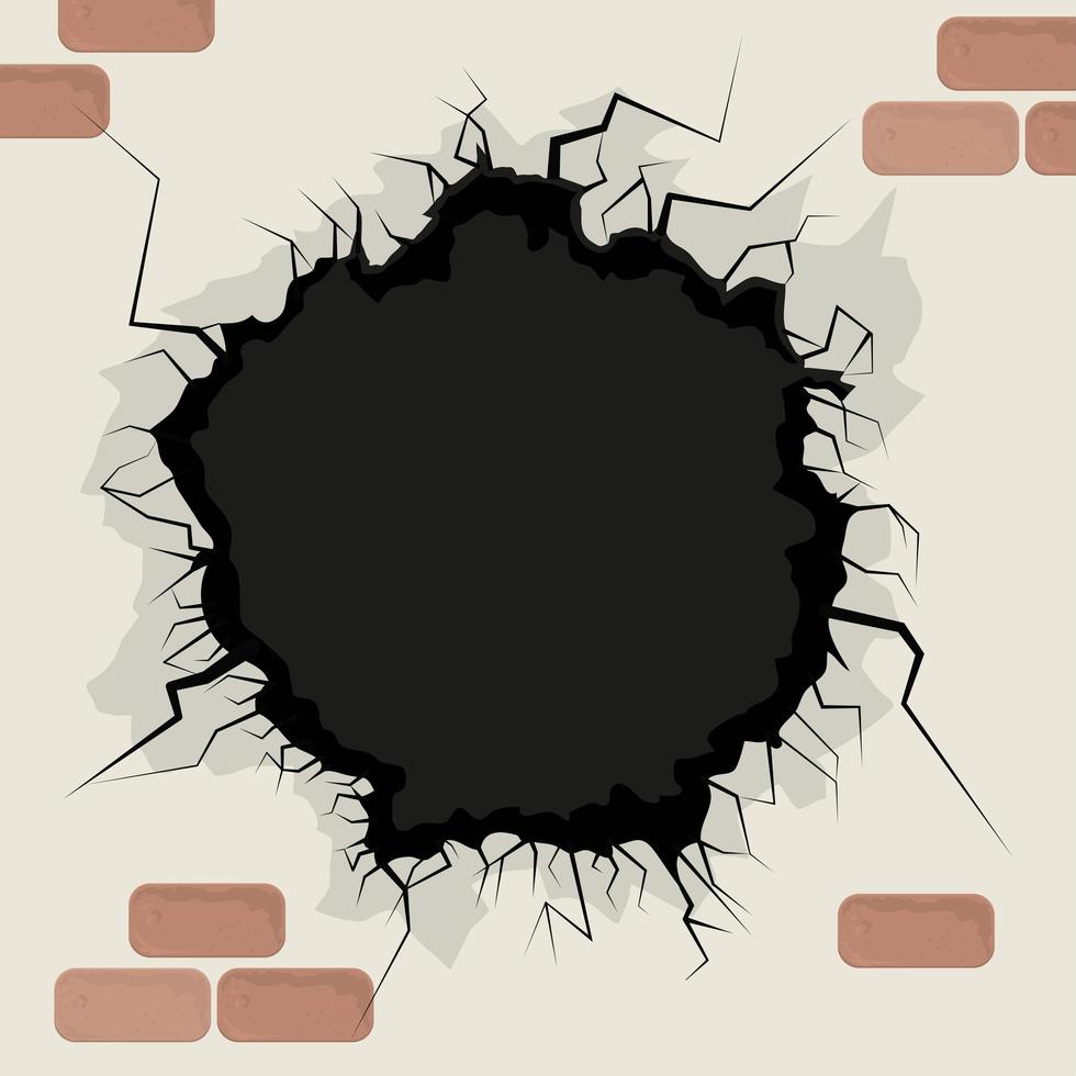 hole wall and bricks vector