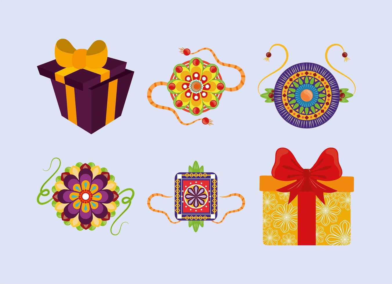 establecer iconos regalos y pulseras vector