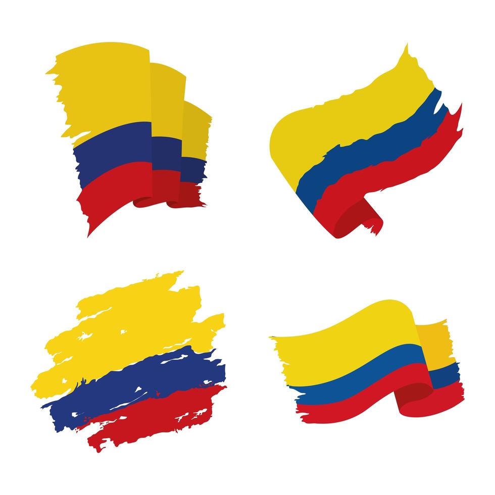 conjunto de iconos de banderas de colombia vector