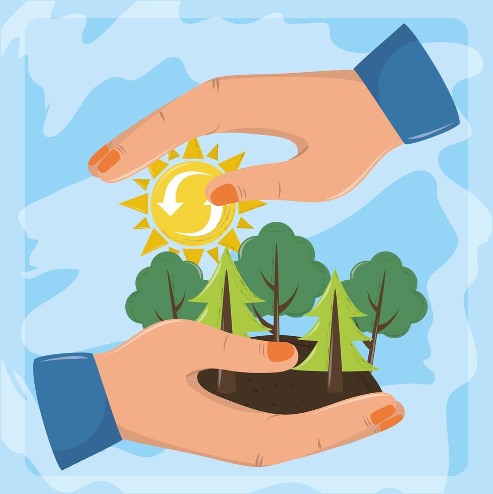 hands protect environment vector