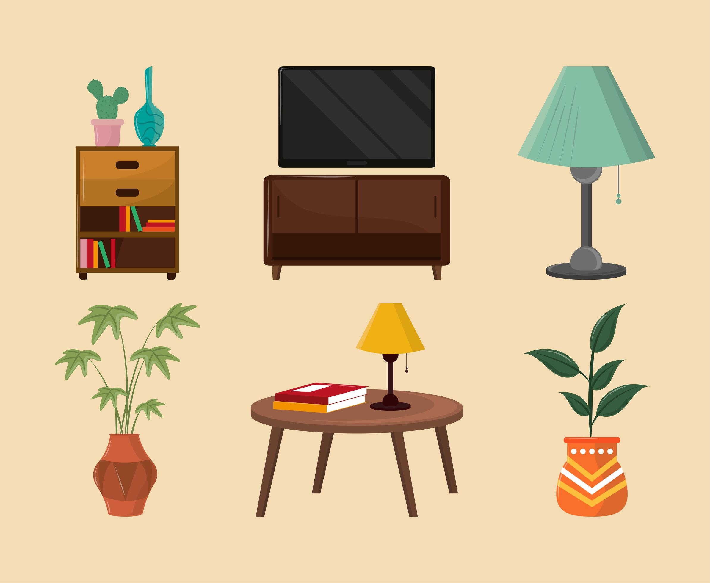 home interior objects 3820612 Vector Art at Vecteezy