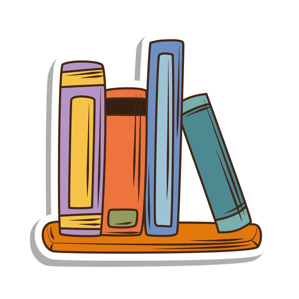 books on shelf sticker vector