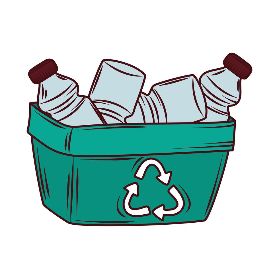 recycle bin with bottles vector
